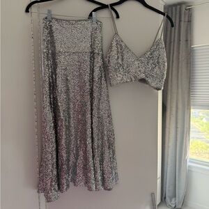 Norma Kamali Silver Sequin two piece set